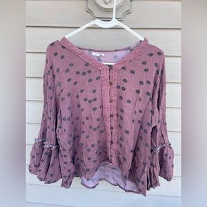 Maurices Mauve Button-Front Blouse